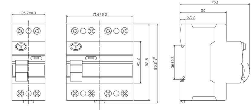 TORD4-63 RCCB DIMEMSIONS