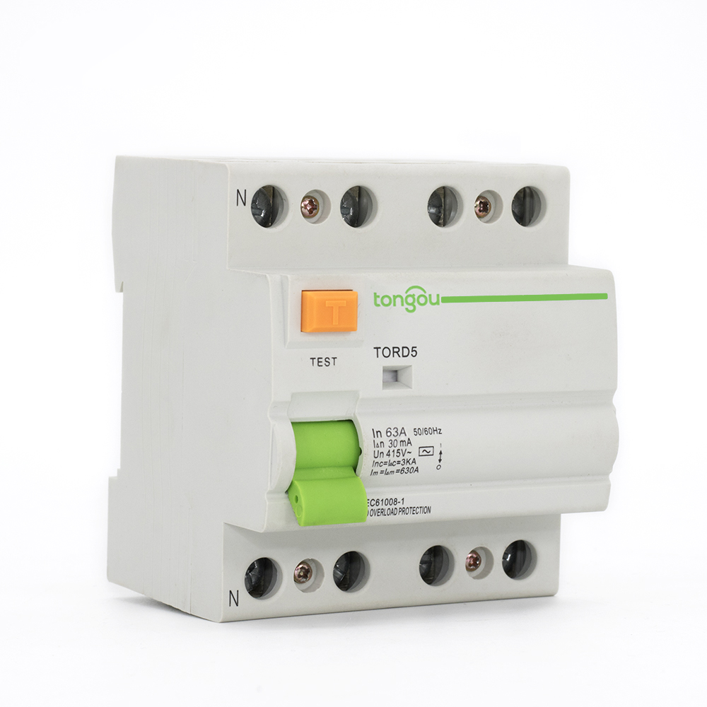 TORD5-63 4P 63A 30mA Electromagnetic Type Residual Current Circuit Breaker RCCB RCD