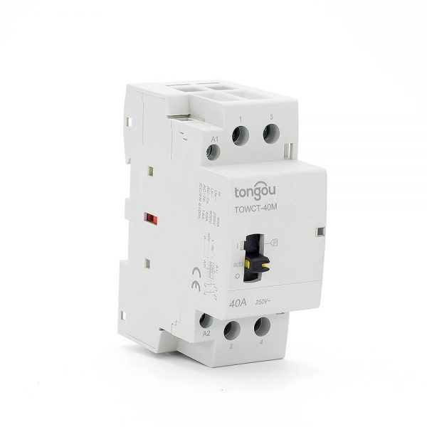 2P 40A 2NO CE CB Din Rail Household Modular Contactor AC 220V/230V With Manual Control Switch TOWCTH-40/2