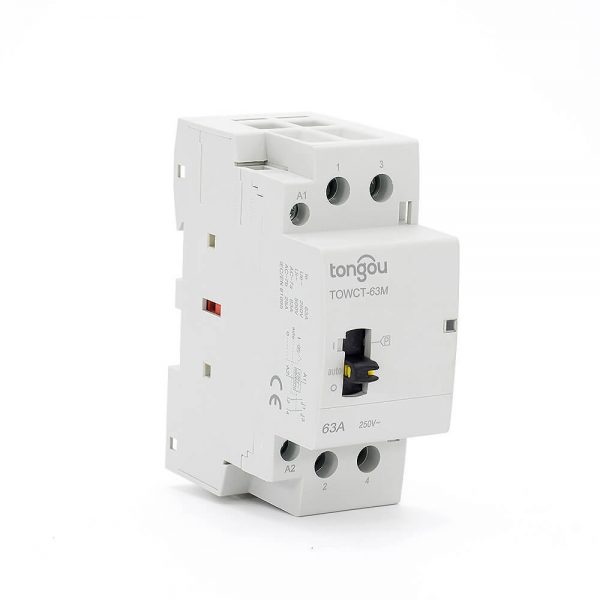 2P 63A 2NO CE CB Din Rail Household Modular Contactor AC 220V/230V With Manual Control Switch TOWCTH-63/2