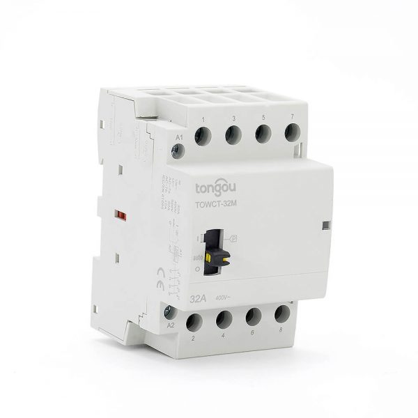 4P 32A 4NO CE CB Din Rail Household Modular Contactor AC 220V/230V/400V With Manual Control Switch TOWCTH-32/4